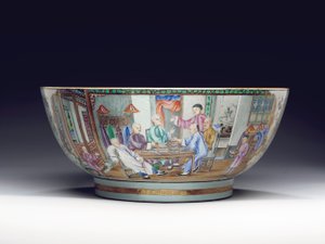 Harvinainen ja massiivinen boolikulho, n. 1775 tekijältä Chinese School