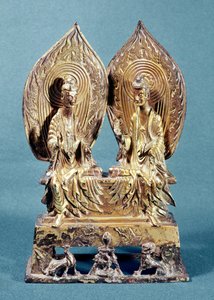 Buddhat Prabhutaratna ja Sakyamuni, Hebein maakunnasta, Pohjois-Wei-dynastiasta, 518 jKr (kullattu pronssi)