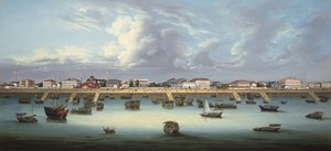 Näkymä Bundista Shanghaissa, n. 1855 tekijältä Chinese School