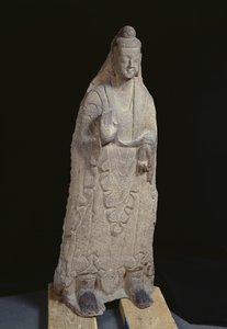 Buddha Sakyamunin patsas, Pohjois-Wei-dynastia, n. 386-534 (kalkkikivi)