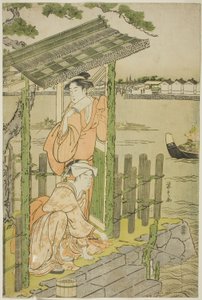 Kokoontuminen Teahousessa Sumida-joen rannalla tekijältä Chobunsai Eishi
