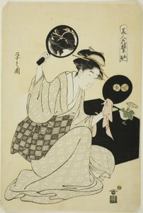 Takashima, sarjasta "A Collection of Flower-like Faces of Beauties (Bijin kagan shu)" tekijältä Chobunsai Eishi