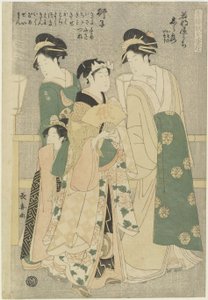 Kolme Wakafune-ya Housen kurtisaania: Shiratsuyu, Isono ja Isoji, c. 1794