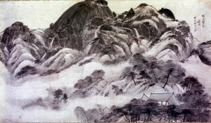 Taiteen ydin: Mount Inwang. Chong Sonin (1676-1759) vedokset. 1700-luvulla. Jai Hyang John -kokoelma tekijältä Chong Son
