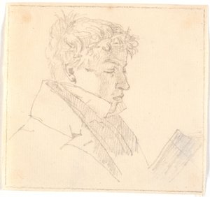 Lukeva nuori mies, taiteilijan vanhin veli, pastori Carl Adolf Købke (1804-1840) ? tekijältä Christen Købke