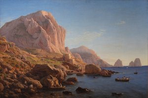 Kalliorannikko, Capri. Auringonnousun jälkeen tekijältä Christen Købke