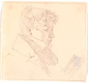 Lukeva nuori mies, taiteilijan vanhin veli, pastori Carl Adolf Købke (1804-1840) ? tekijältä Christen Købke