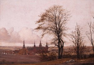 Syksyinen maisema. Frederiksborgin linna keskietäisyydellä, 1837-1838