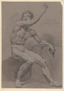 Istuva alaston mies, sivukuva (3. palkinto 1796)
