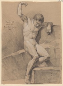 Istuva alaston mies edestä katsottuna (2. palkinto 1799)
