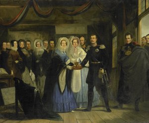 Oranssin prinsessa vastaanottaa Aleksanteri II:n (1818-1881), Venäjän suurherttua ja valtaistuimen perillisen, tsaari Pietarin talossa Zaandamissa 17. huhtikuuta 1839 tekijältä Christiaan Julius Lodewijk Portman