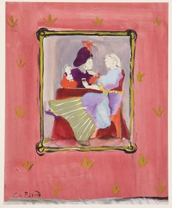 Pukupukuinen pariskunta, n. 1935-45 (guassi paperilla) tekijältä Christian Bérard