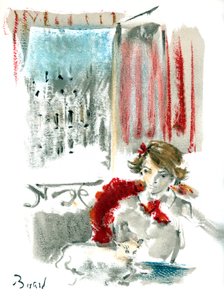 Willyn ja Colette Willyn Claudine a Paris, julkaistu vuonna 1946 (värilitho) tekijältä Christian Bérard