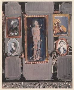 Pyhä Sebastian harmaalla pohjalla, n. 1935-1945 (guassi paperille) tekijältä Christian Bérard