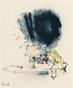 Sous la Lampe, kuvitus Gigille, n. 1949 (pastelli, sivellin ja muste paperille)