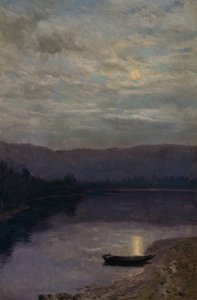 Moon Rise by the Solevatne (öljy kankaalle) tekijältä Christian Eriksen Skredsvig