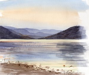 Lac Du Salagou (akvarelli) tekijältä Christian Furr