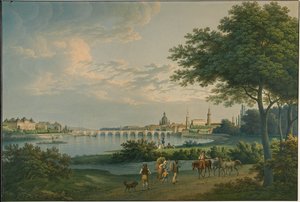 Näkymä Dresdenistä, 1810 tekijältä Christian Gottlieb Hammer