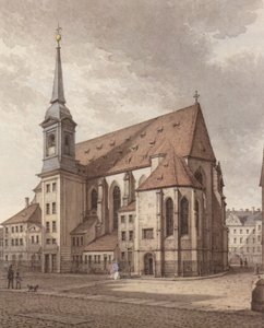Akvarelli Dresdenin Sophienkirchestä