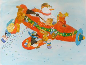 Joululentokone lumiukon kanssa tekijältä Christian Kaempf