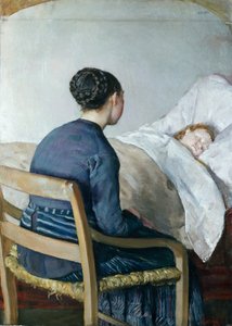 Äiti sairaan lapsensa vierellä tekijältä Christian Krohg