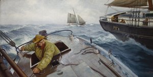 Pilotti huonolla säällä (öljy kankaalle) tekijältä Christian Krohg
