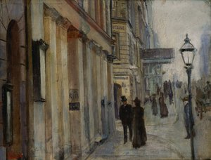 Kulma Karl Johan Street ja Dronningen Street tekijältä Christian Krohg