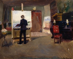 Taidemaalari Nils Hansteen studiossa tekijältä Christian Krohg