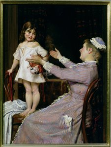 Pieni tyttö nuken ja hoitajansa kanssa, 1896 tekijältä Christian Pram Henningsen