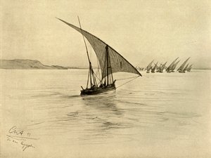 Feluccas Niilillä, Kairo, Egypti, 1898. tekijältä Christian Wilhelm Allers