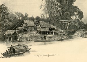Taloja paalujen varassa, Bangkok, Siam, 1898. tekijältä Christian Wilhelm Allers