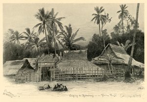 Kampong lähellä Jomblangia, Semarang, Java, 1898. tekijältä Christian Wilhelm Allers