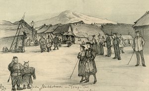 Weeping Market, Tsingtao, Kiina, 1898. tekijältä Christian Wilhelm Allers