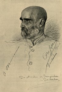 Miehen muotokuva, Borobudur-temppeli, Magelang, Java, 1898. tekijältä Christian Wilhelm Allers