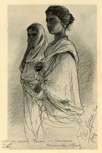 Rosama ja Sandenam, tamilitytöt, Kandy, Ceylon, 1898.