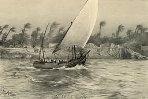 Myrsky pohjoisesta Niilillä, Egyptissä, 1898. tekijältä Christian Wilhelm Allers