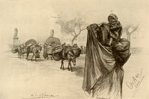 Nainen ja lapsi lähellä Kobri el Gezira -siltaa, Kairo, 1898. tekijältä Christian Wilhelm Allers