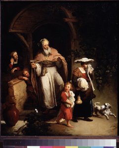 (Hagarin karkottaminen) Ismael on Abrahamin ensimmäinen poika Hagarin (Hagarin), hänen vaimonsa Saaran egyptiläisen palvelijan, kanssa. Iisakin syntymän jälkeen Ismael ja Hagar ajetaan pois. Christian Wilhelm Ernst Dietrichin (1712-1774) maalaus 1700-luvun