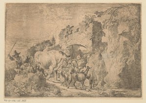 Paimen lauman kanssa rauniolla tekijältä Christian Wilhelm Ernst Dietrich