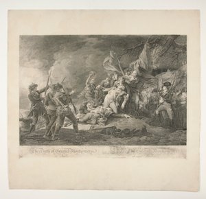 Kenraali Montgomeryn kuolema Quebecissä (La Mort du General Montgomeryn devant Quebec) tekijältä Christian Wilhelm Ketterlinus