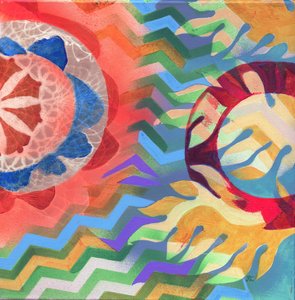 Meditaatio18 Aallot, n. 2017 (akryyli kankaalle)