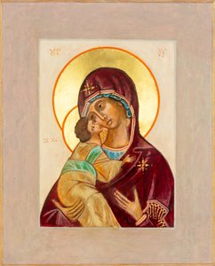 Madonna ja lapsi-ikoni, 2012 (munatempera puulle, lehtikultaa)