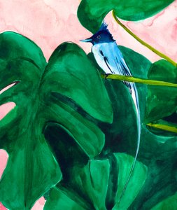 Trooppinen lintu ja Monstera-lehti tekijältä Christine Lindstrom