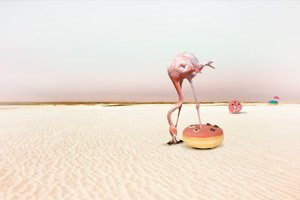 Vaaleanpunainen flamingo-donitsi-unelma