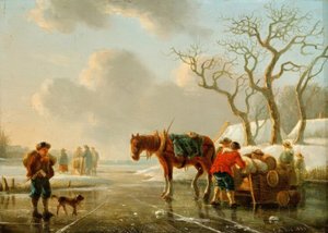 Talvi-ilta jäisellä joella tekijältä Christoffel Albertus Vos