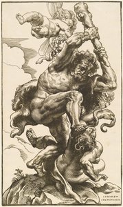 Hercules taistelee raivoa ja epäsopua vastaan tekijältä Christoffel Jegher after Sir Peter Paul Rubens
