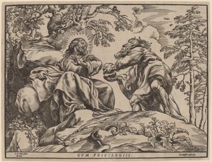 Kristuksen kiusaus paholaisen toimesta tekijältä Christoffel Jegher after Sir Peter Paul Rubens