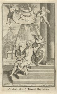 Apollo Caspar Brandtin muotokuvalla Nimisivu: K. Brandt, Poëzy, 1705 tekijältä Christoffel Lubienitzki