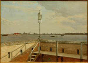Näkymä Trekronerin linnoituksesta Kööpenhaminaan kaukaa tekijältä Christoffer Wilhelm Eckersberg