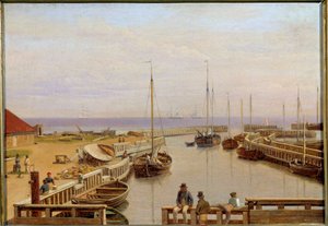 Dragorin satama Tanskassa vuonna 1826 Christoffer Wilhelm Eckersbergin (1783-1853) maalaus 1826 su. 0,22x0,31 m tekijältä Christoffer Wilhelm Eckersberg